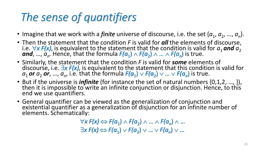 the sense of quantifiers