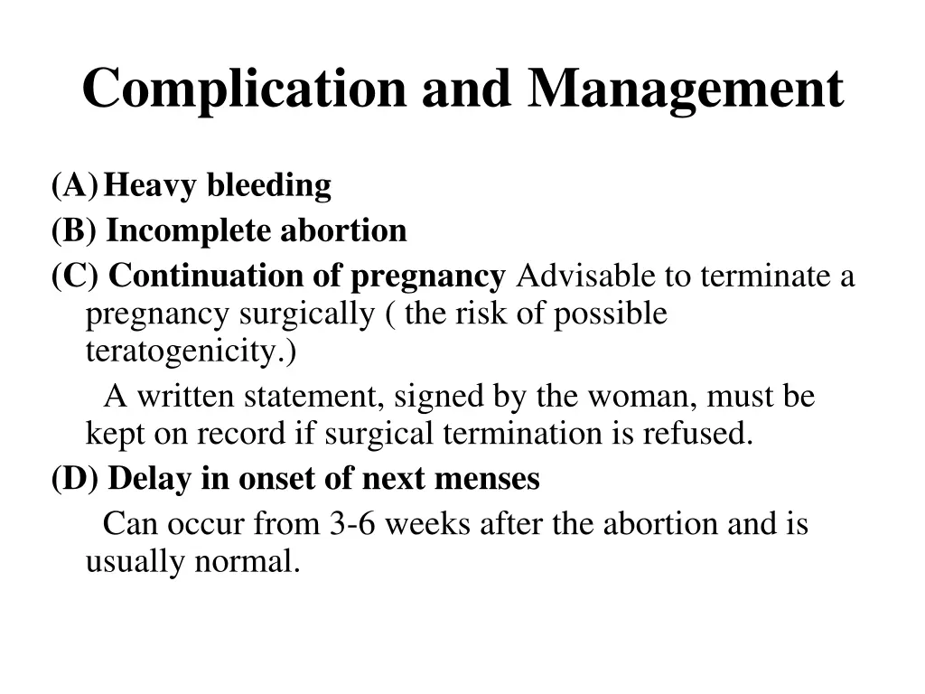 complication and management