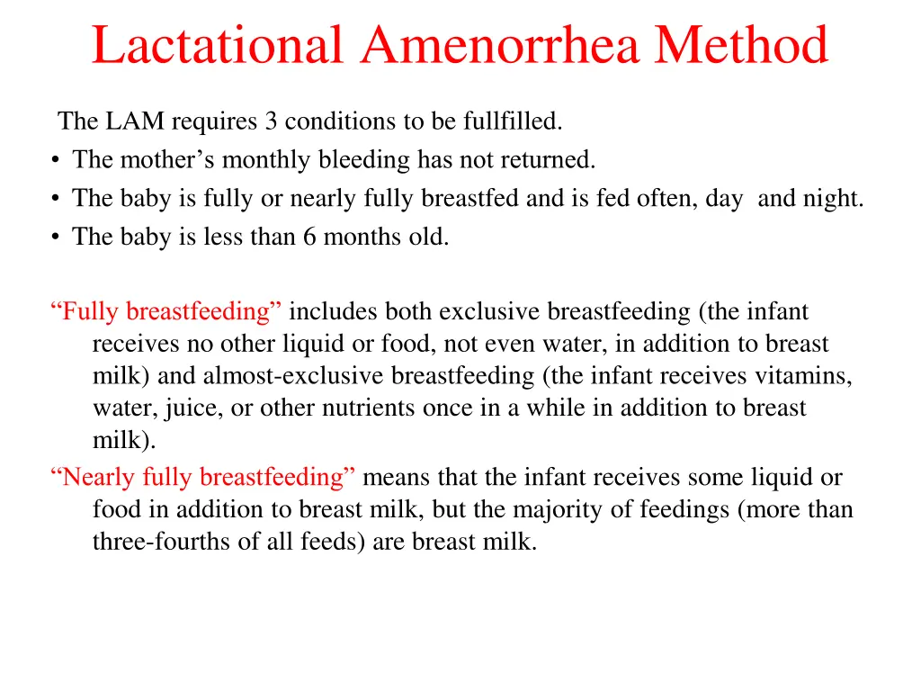 lactational amenorrhea method