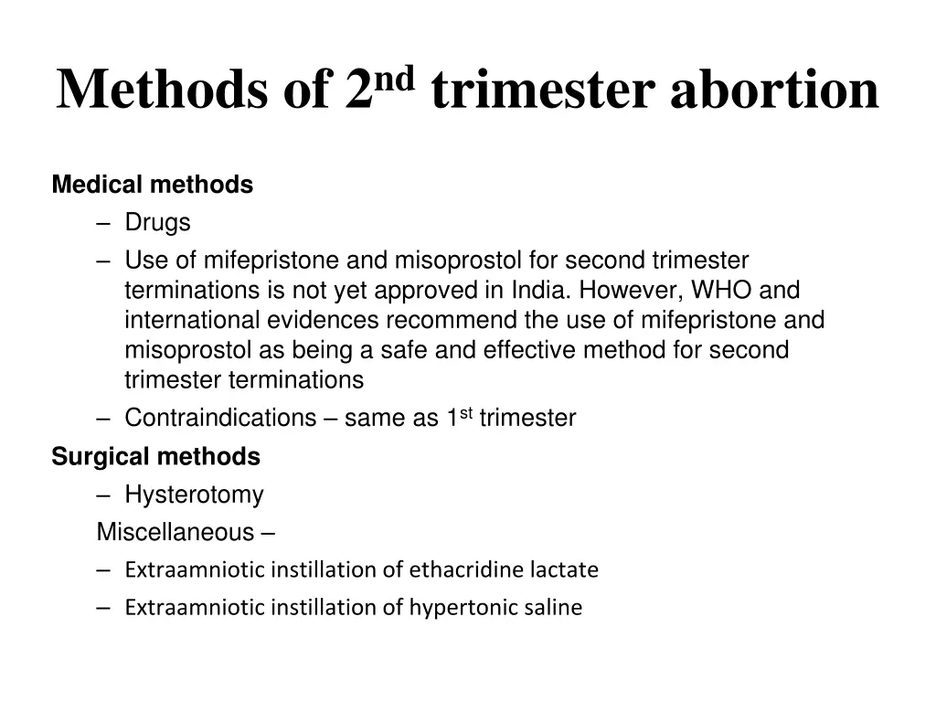 methods of 2 nd trimester abortion