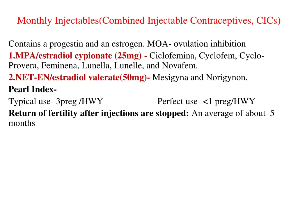 monthly injectables combined injectable