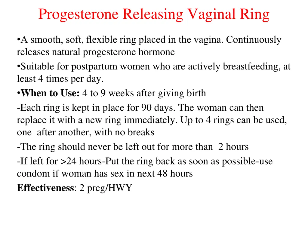 progesterone releasing vaginal ring