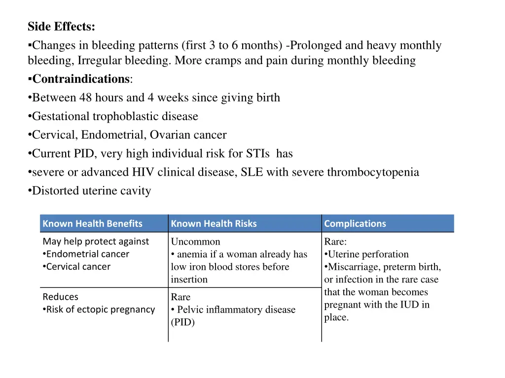 side effects changes in bleeding patterns first