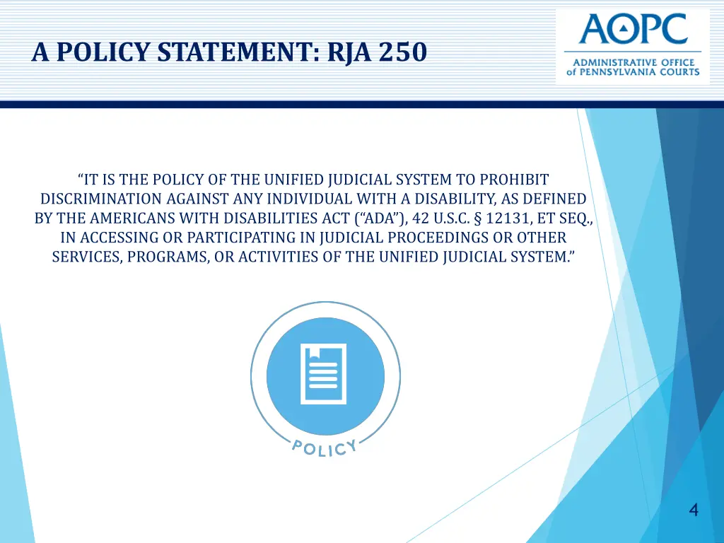 a policy statement rja 250