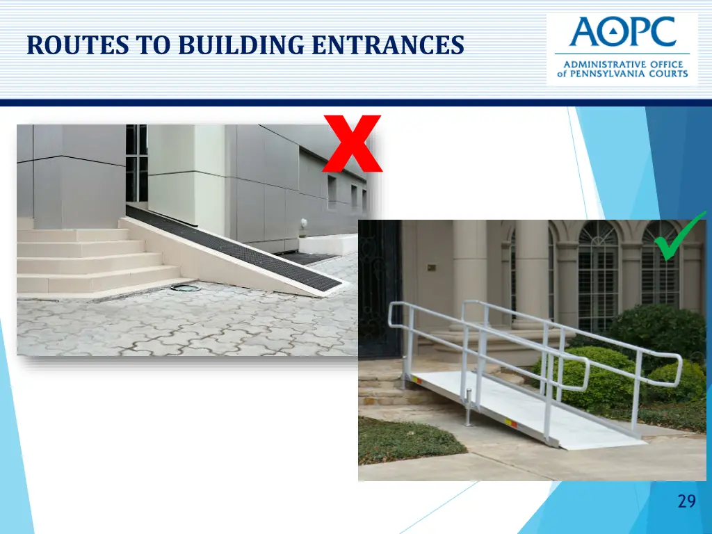 routes to building entrances