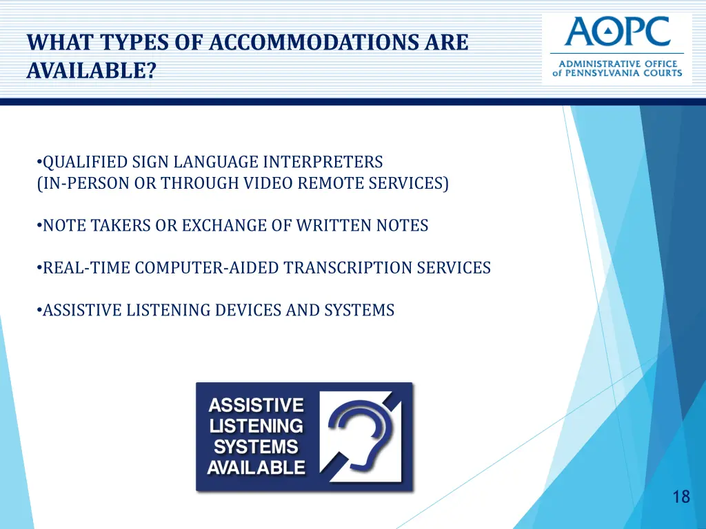what types of accommodations are available