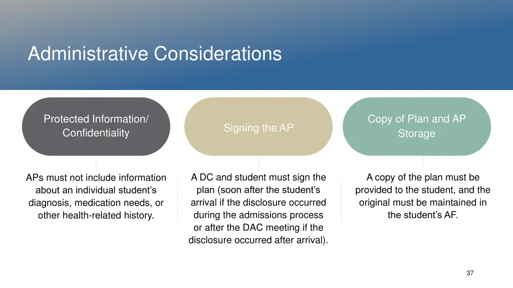 administrative considerations