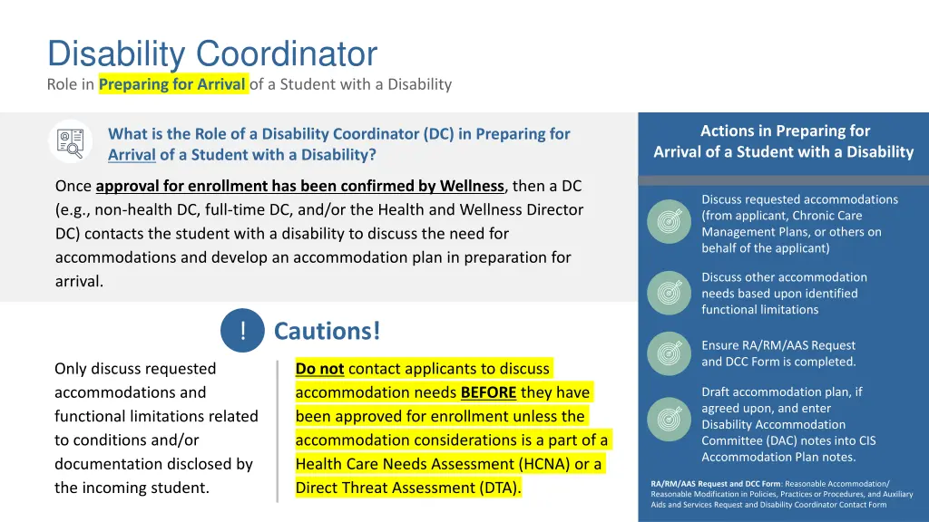 disability coordinator role in preparing