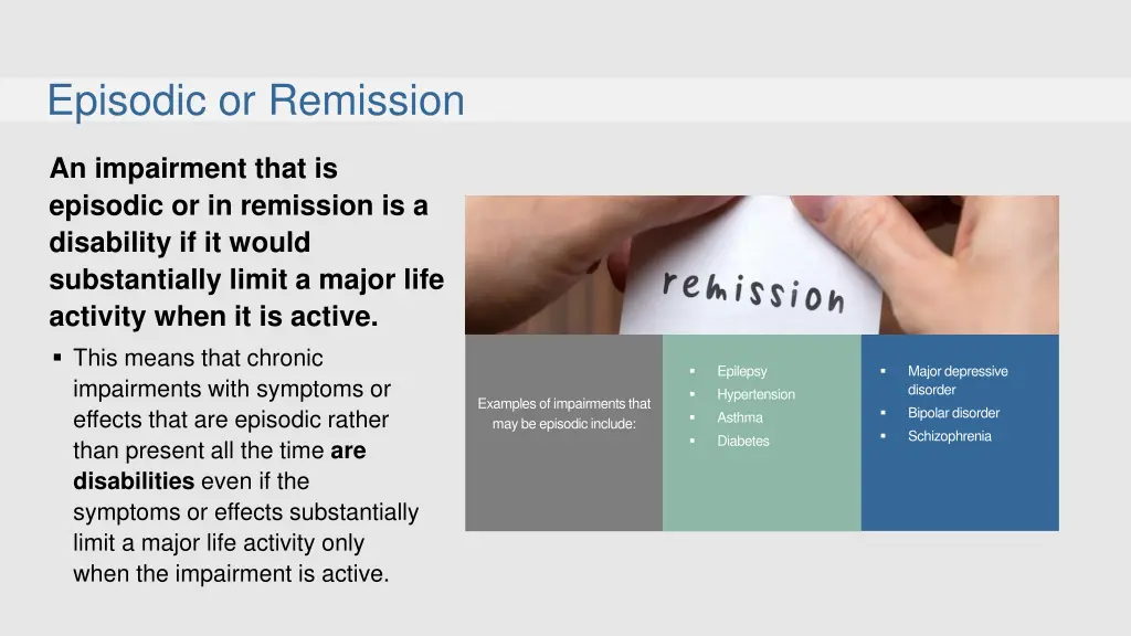 episodic or remission