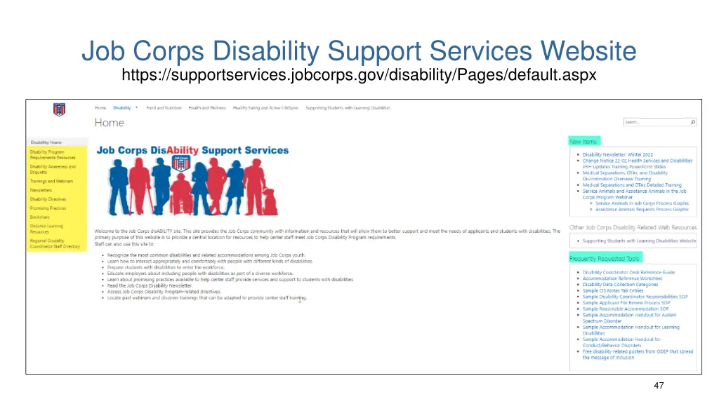 job corps disability support services website