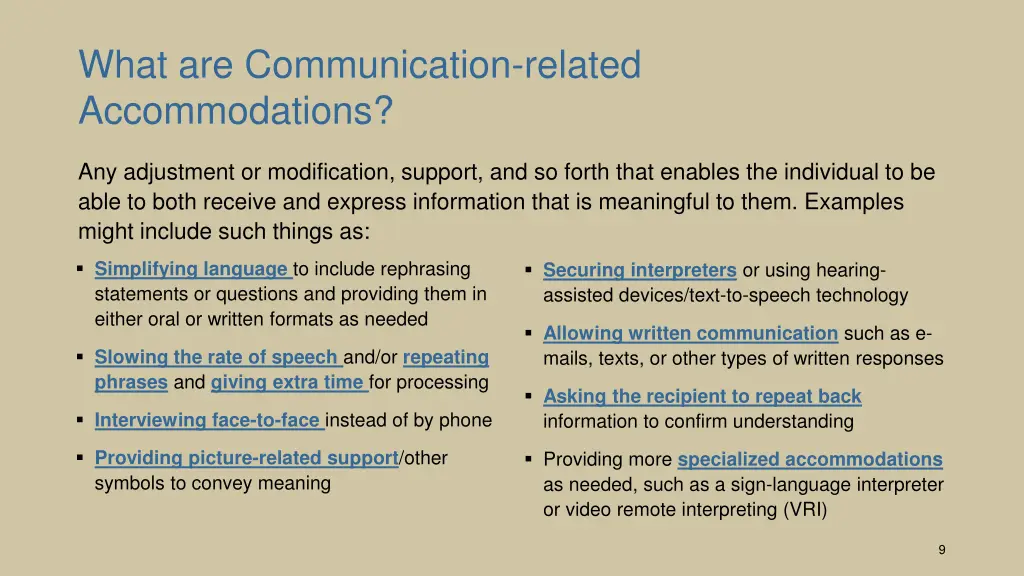 what are communication related accommodations