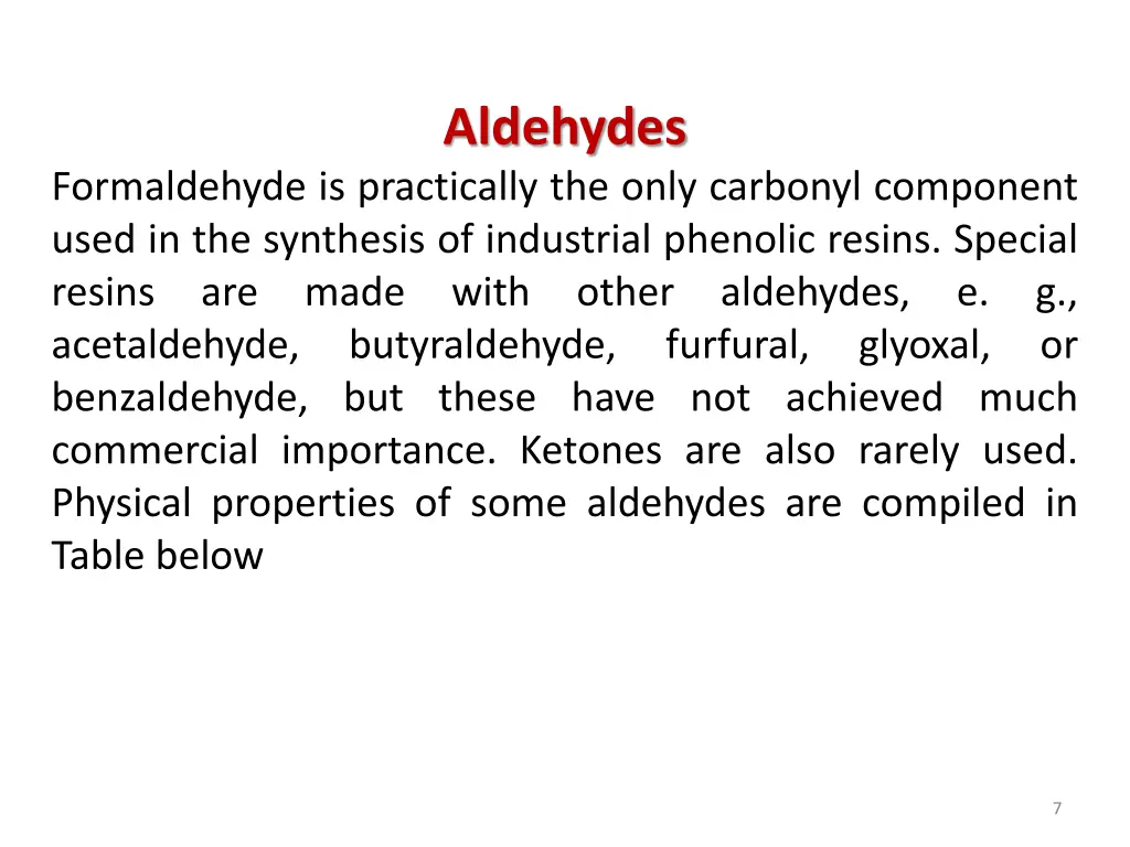 aldehydes