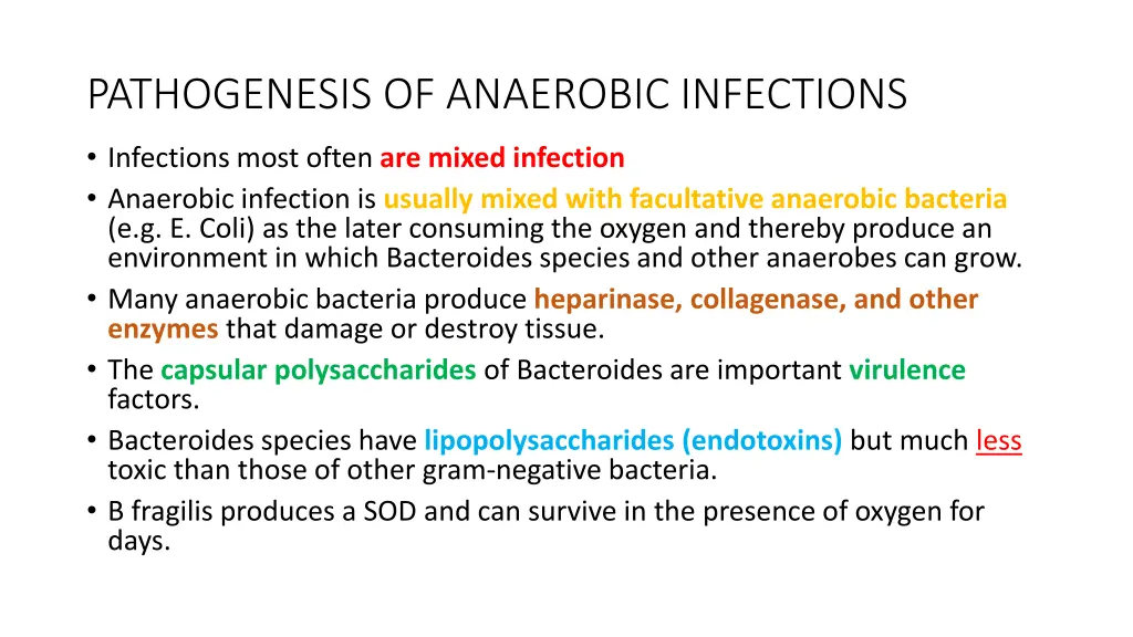 pathogenesis of anaerobic infections