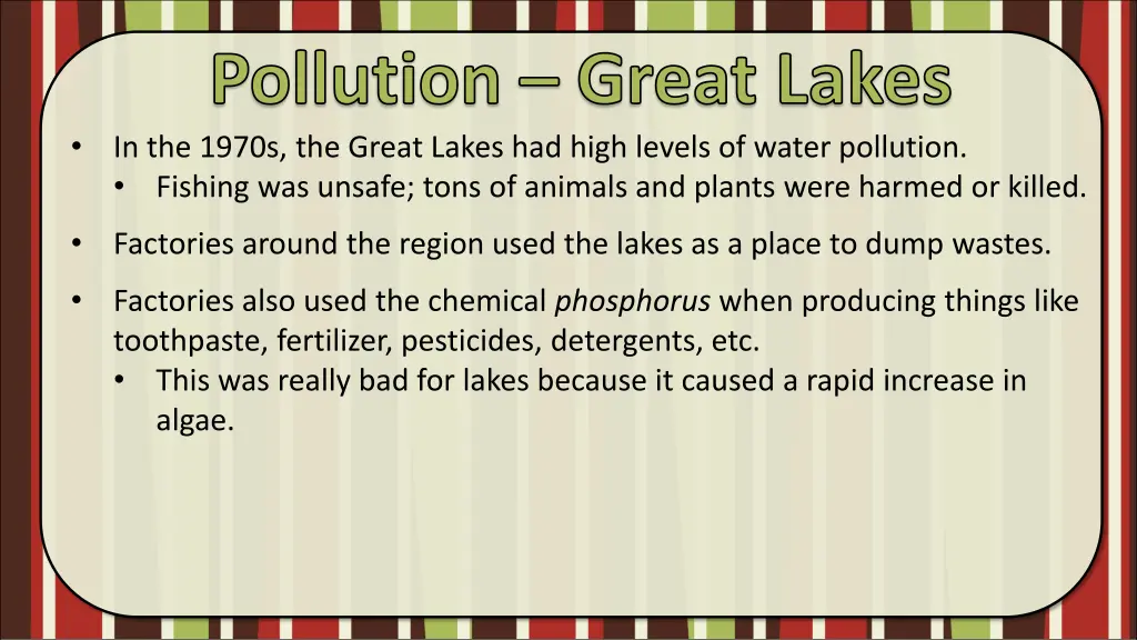 pollution great lakes in the 1970s the great