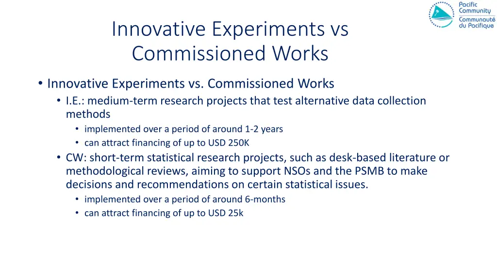 innovative experiments vs commissioned works