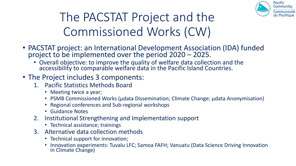 the pacstat project and the commissioned works