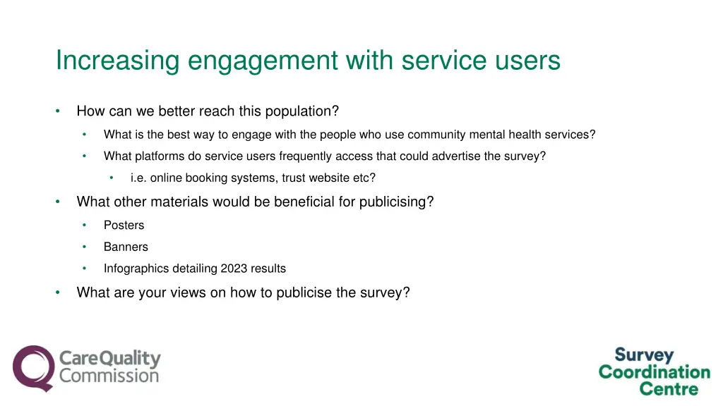 increasing engagement with service users