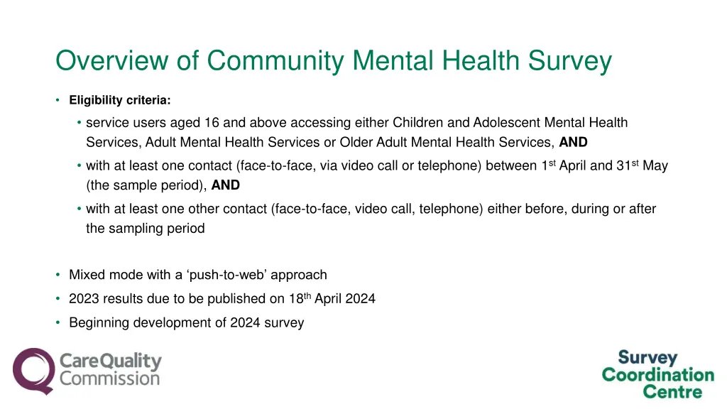 overview of community mental health survey 2