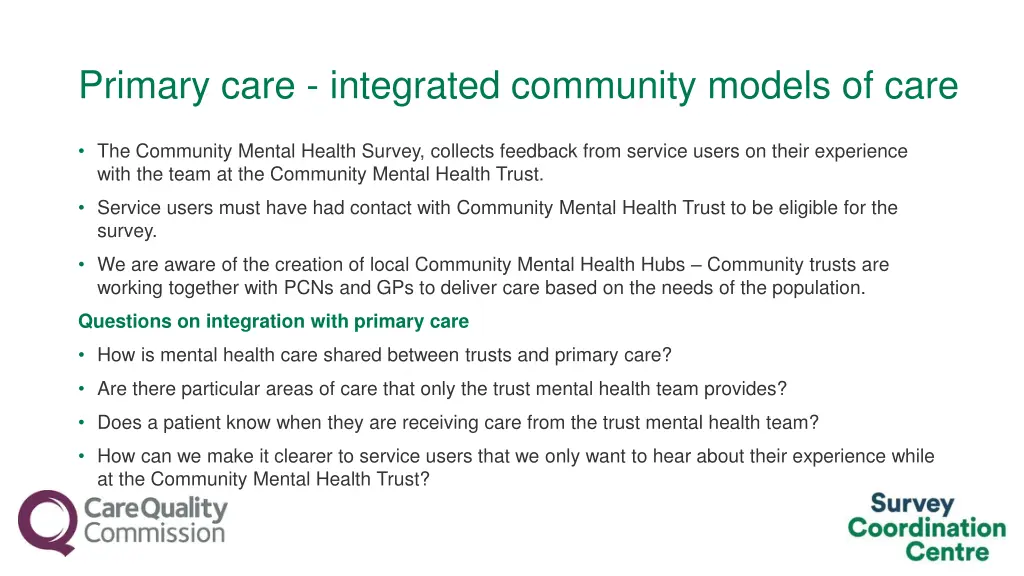 primary care integrated community models of care