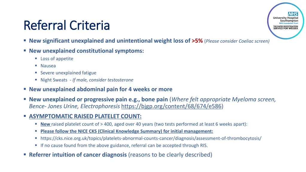 referral criteria referral criteria