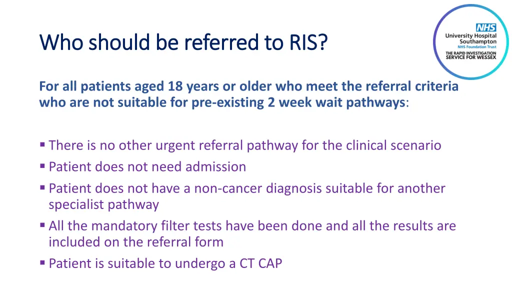 who should be referred to ris who should