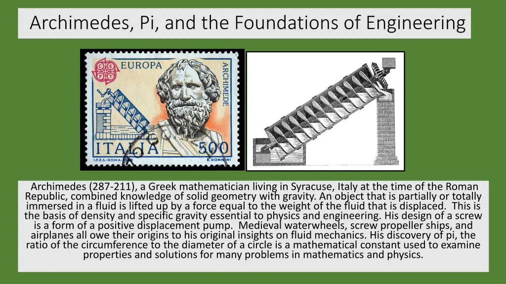 archimedes pi and the foundations of engineering