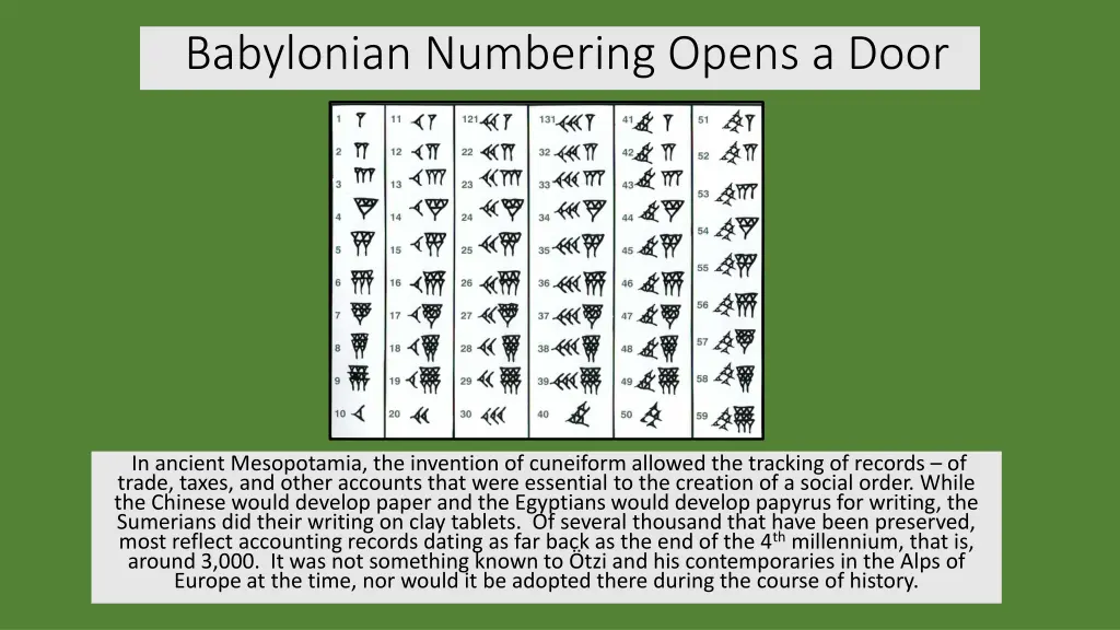 babylonian numbering opens a door