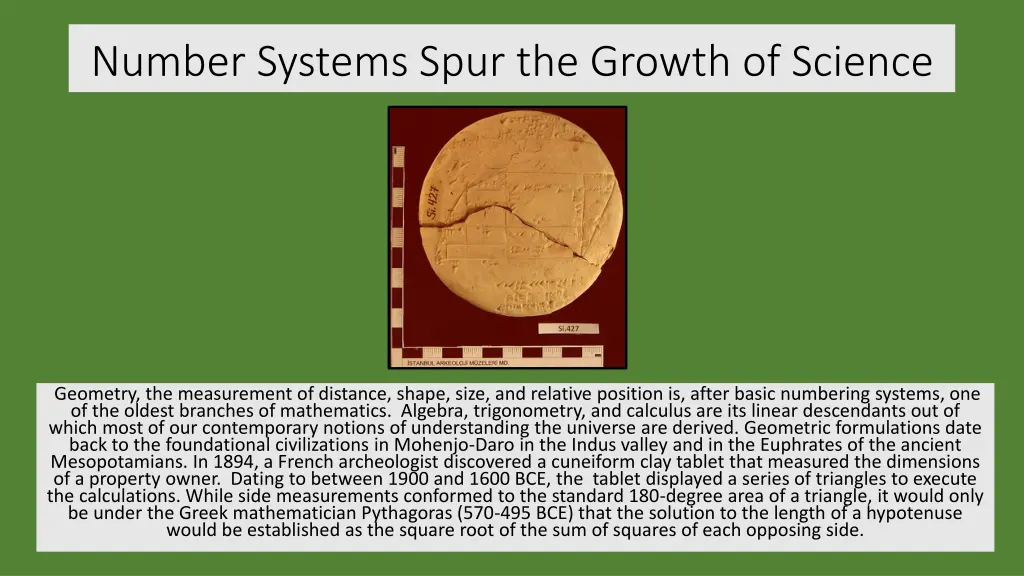 number systems spur the growth of science