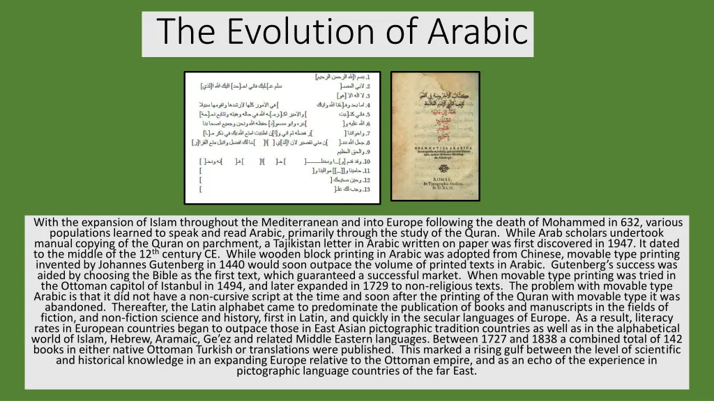 the evolution of arabic