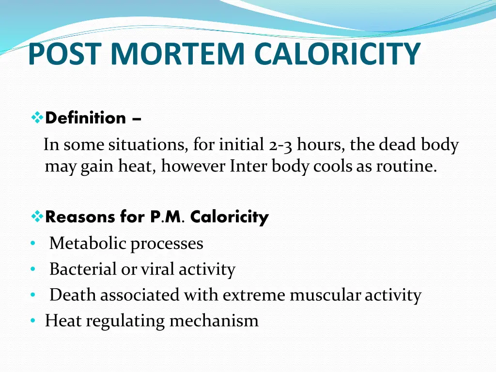 post mortem caloricity