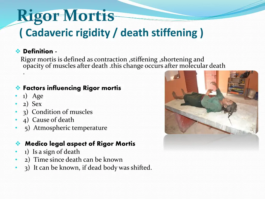 rigor mortis cadaveric rigidity death stiffening