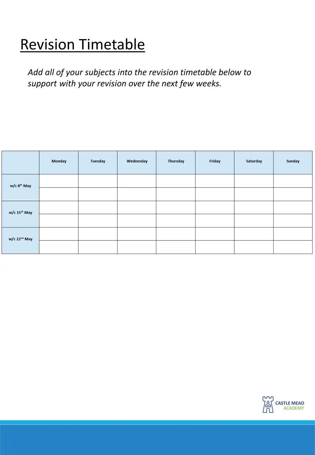 revision timetable