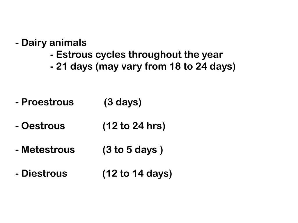 dairy animals estrous cycles throughout the year