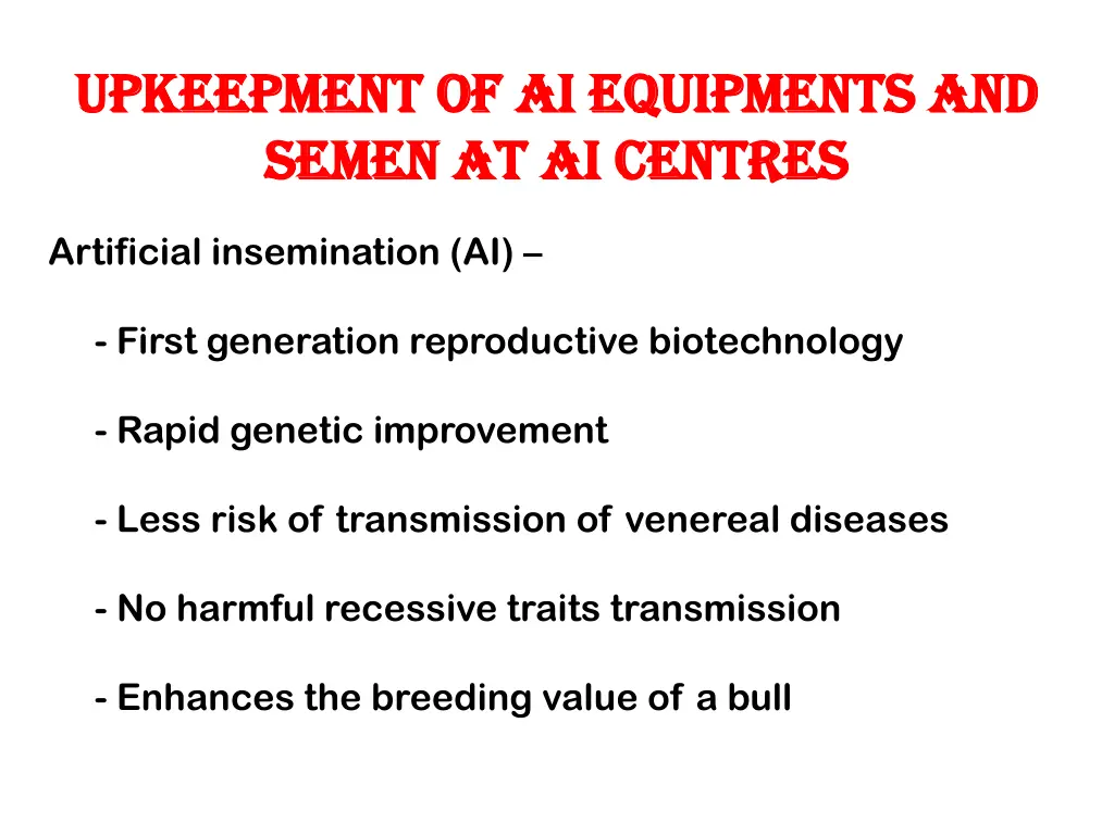 upkeepment of ai equipments and upkeepment