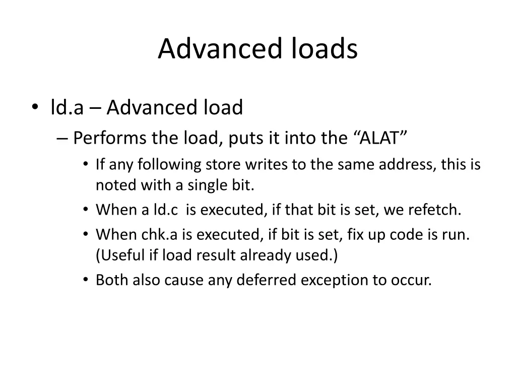 advanced loads