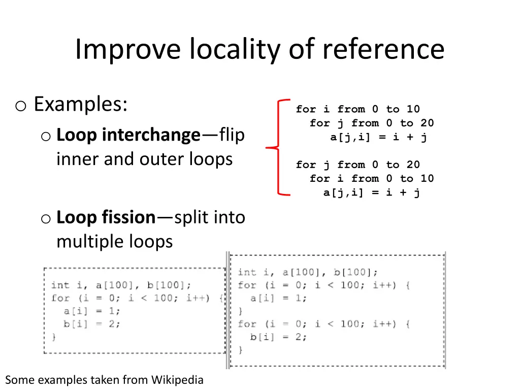 improve locality of reference