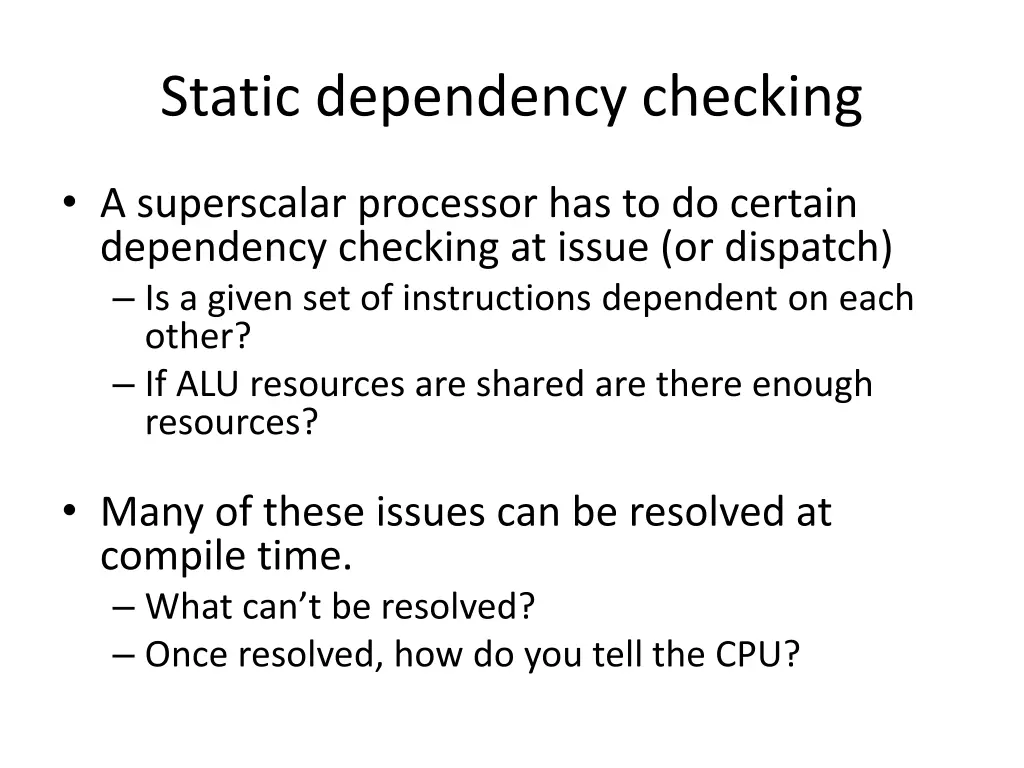 static dependency checking