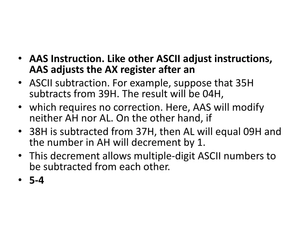 aas instruction like other ascii adjust