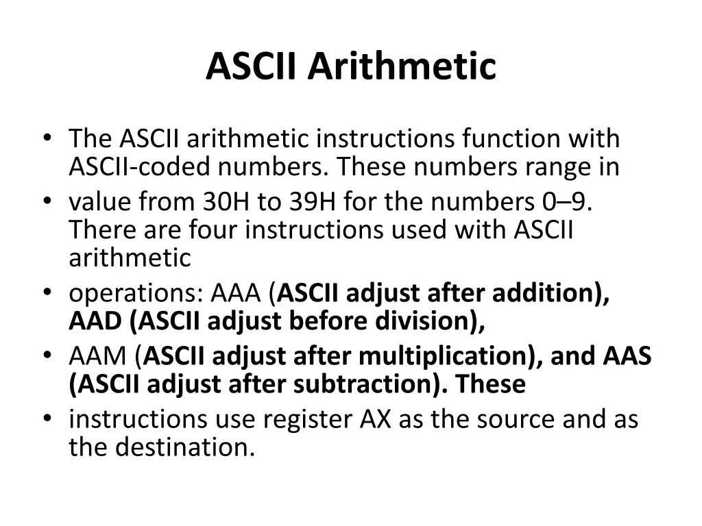 ascii arithmetic