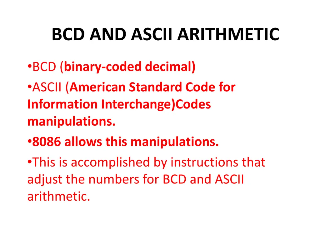 bcd and ascii arithmetic