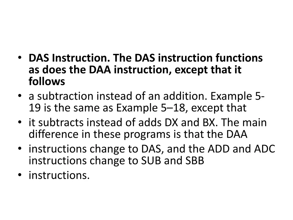 das instruction the das instruction functions