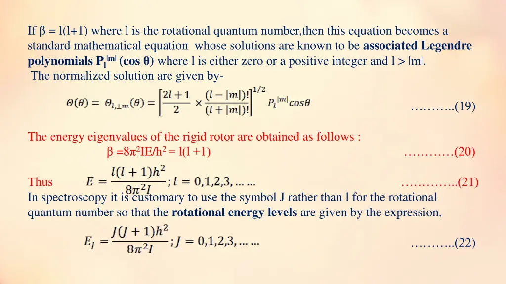 if l l 1 where l is the rotational quantum number