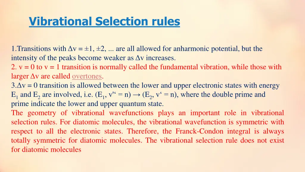 vibrational selection rules