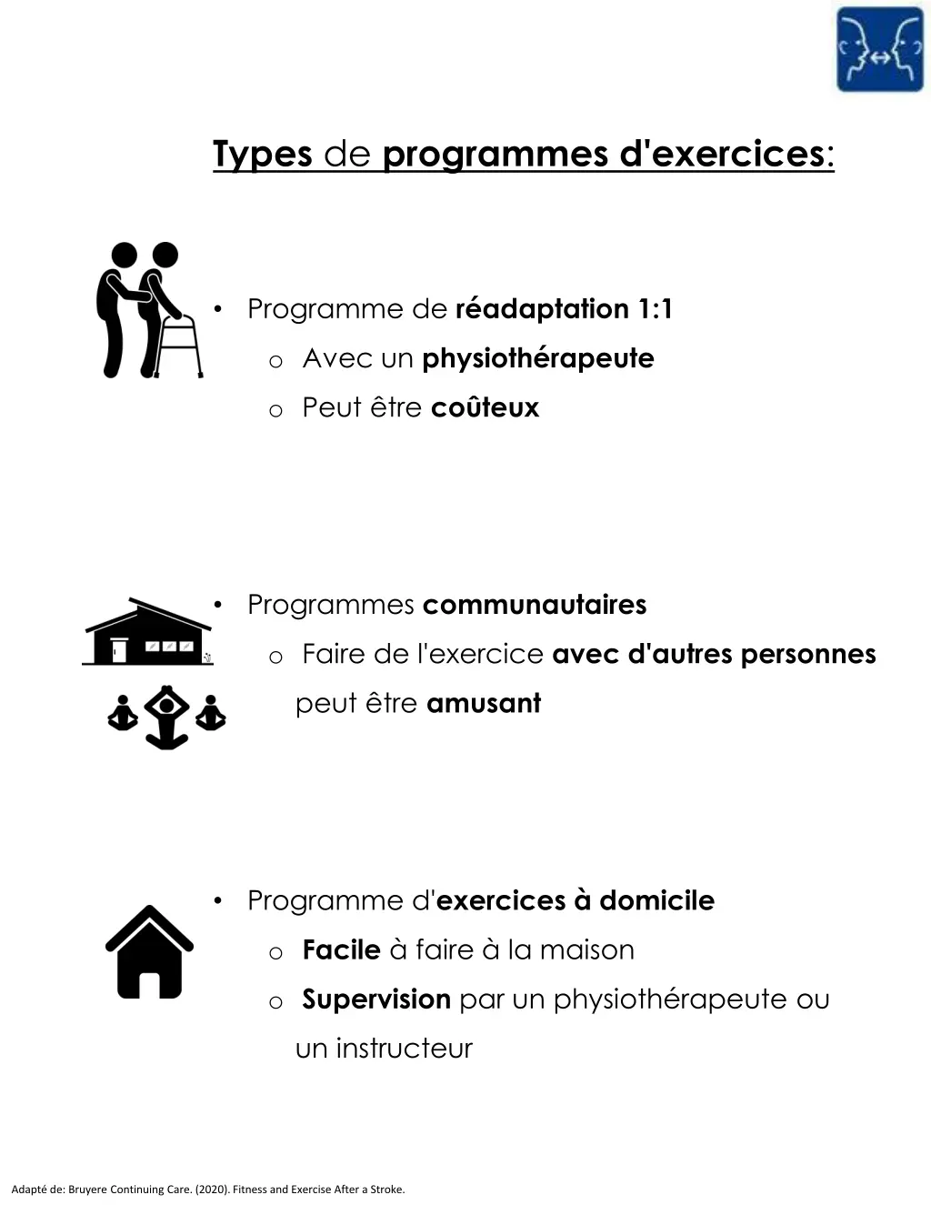 types de programmes d exercices