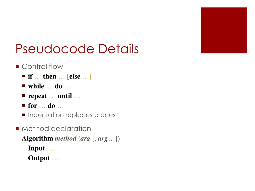 pseudocode details