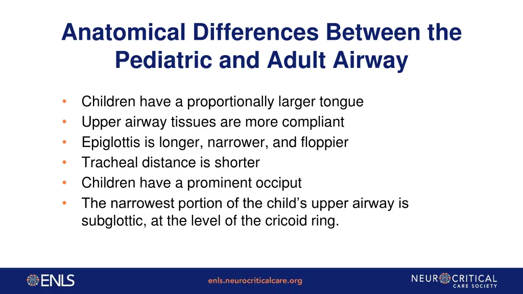 anatomical differences between the pediatric