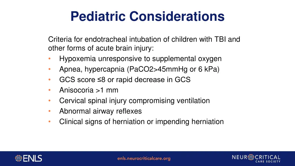 pediatric considerations