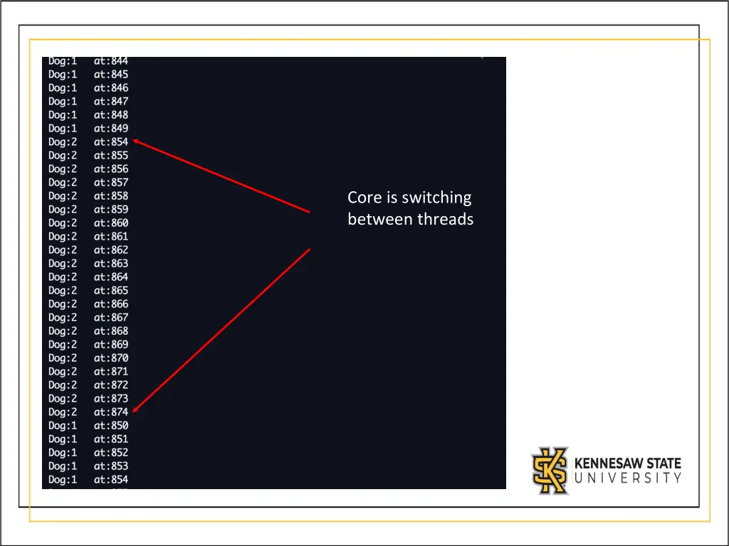 core is switching between threads