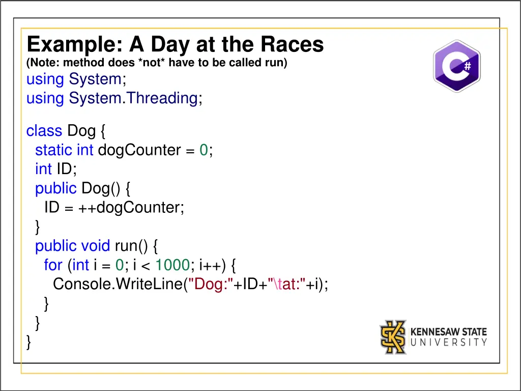 example a day at the races note method does