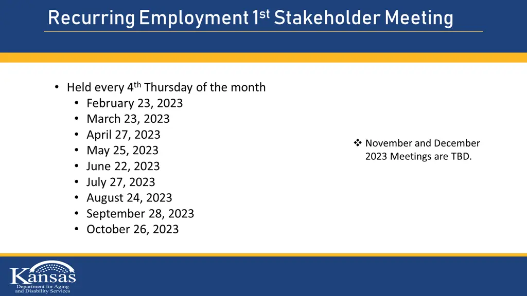 recurring employment 1 st stakeholder meeting